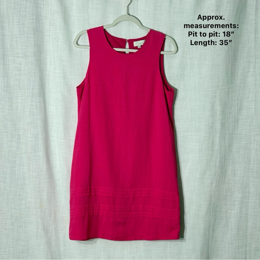Pinch Pink Linen Blend Sleeveless‎ Shift Mini Dress L Minimalist Casual Chic
